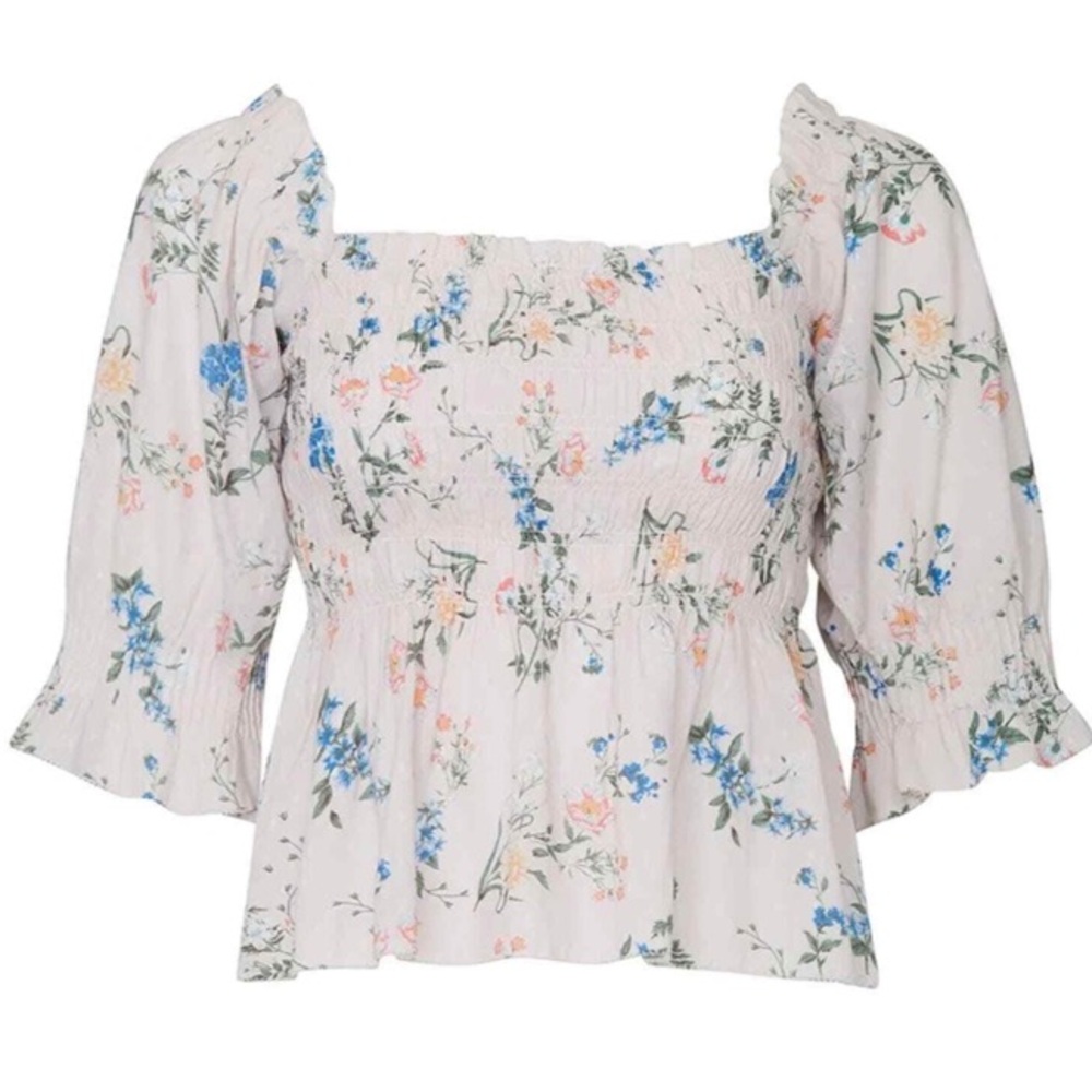 LAST CHANCE Saylor Shirt Womens Pink COTTON Floral Peplum Clover Blouse top - Picture 8 of 8